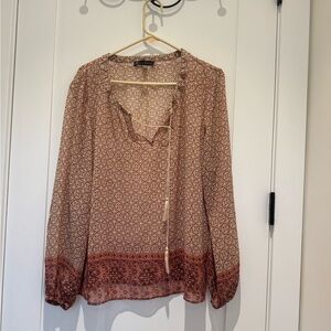 Rose & Olive long sleeve sheer blouse with tassel detail